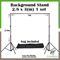 BGS Adjustable 3x2.8m Pro Portable Heavy-Duty Backdrop Support System Kit 3m * 2.8m- Tripod is adjustable + Carry Bag